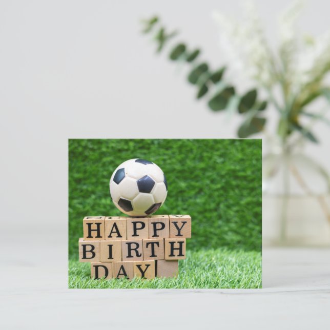 Fußball Geburtstag mit Ball und Happy Birthday (Stehend Vorderseite)