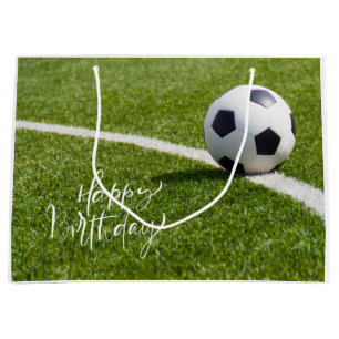 Fußball-Geburtstag mit Ball und Happy Birthday Große Geschenktüte
