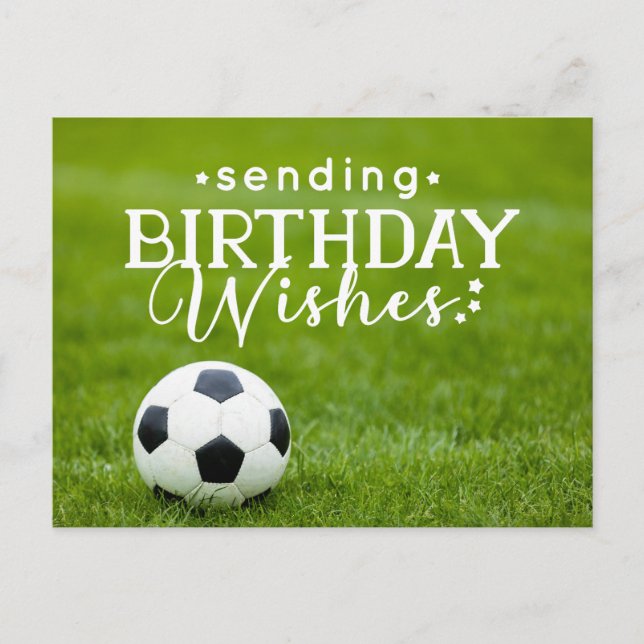 Fußball Geburtstag mit Ball und Happy Birthday  Postkarte (Vorderseite)