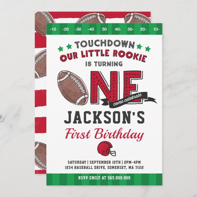 Fußball-Geburtstags-Einladungs-Fußball-1. Einladung (Vorne/Hinten)