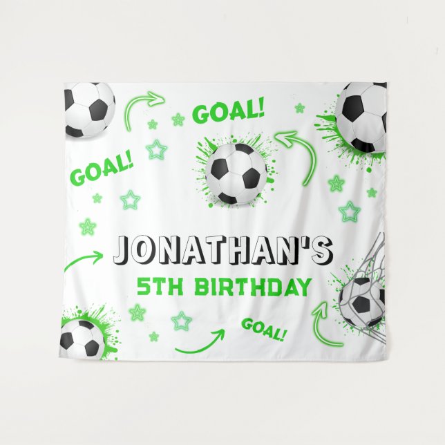 Fußball-Geburtstags-Hintergrund Wandteppich (Vorderseite (Horizontal))
