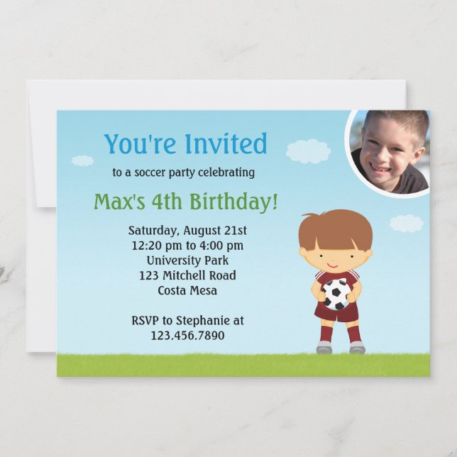 Fußball-Geburtstags-Party Einladung (Vorderseite)