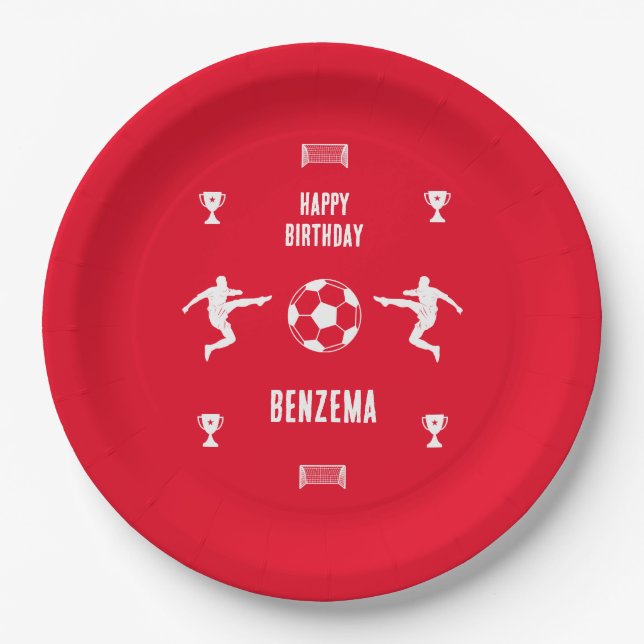 Fußball Geburtstagsbanner Pappteller (Vorderseite)