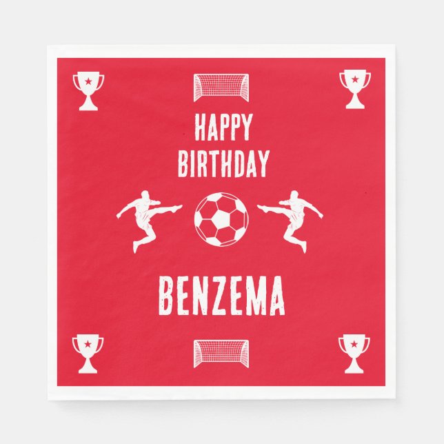 Fußball Geburtstagsbanner Serviette (Vorderseite)