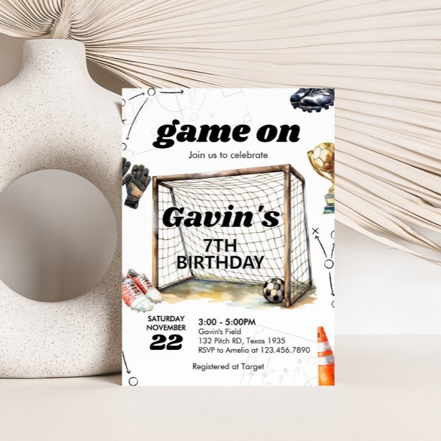 Fußball-Geburtstagsfeier Game On Einladung (Soccer Birthday Party Invitation)