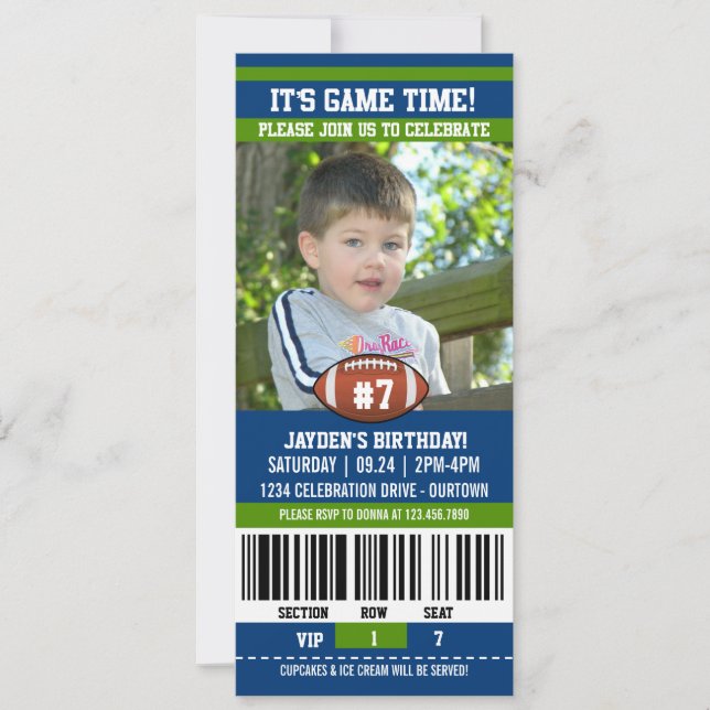 Fußball Geburtstagsfoto Einladung (Vorderseite)