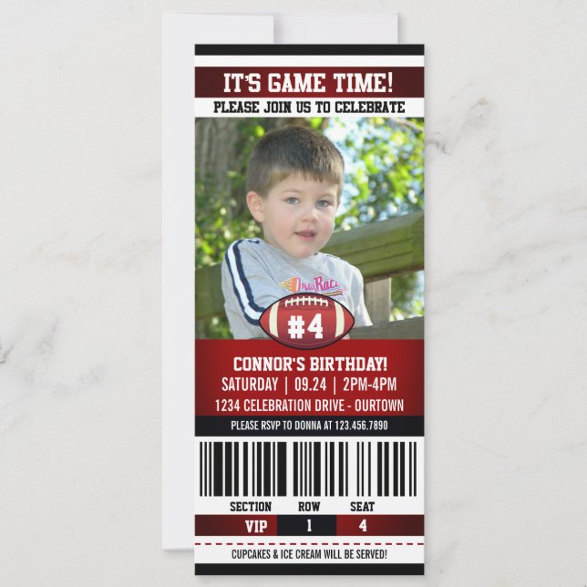 Fußball Geburtstagsfoto Einladung (Vorderseite)