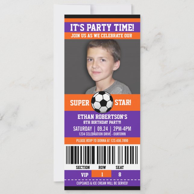 Fußball-Geburtstagsfoto-Vorlage Einladung (Vorderseite)
