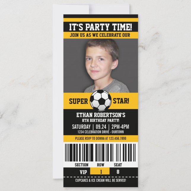 Fußball-Geburtstagsfoto-Vorlage Einladung (Vorderseite)