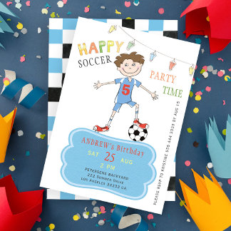 Fußball-Geburtstagsjunge 5 Jahre lustiges Party Einladung