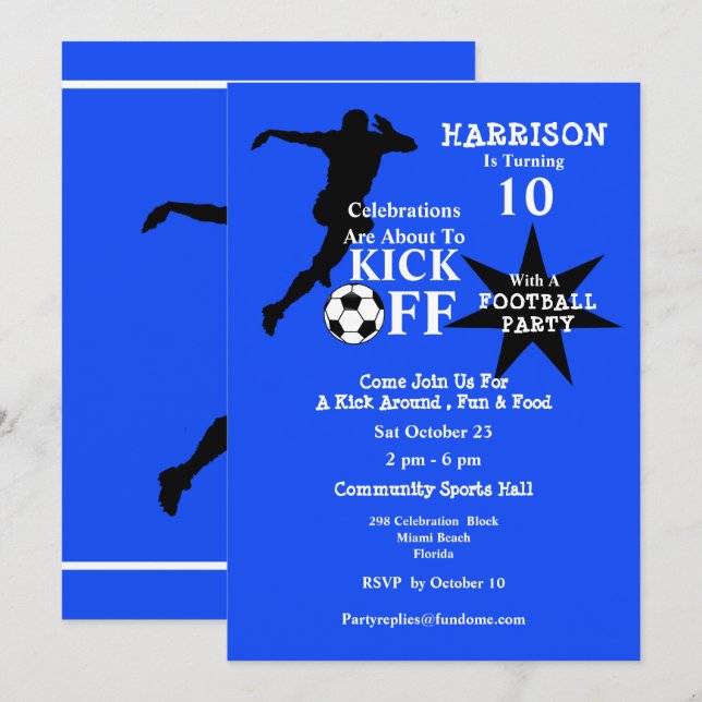 Fußball-Geburtstagspartei Einladung (Vorne/Hinten)