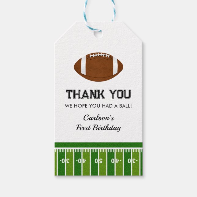 Fußball Geburtstagsparty Danke Geschenkanhänger (Vorderseite)