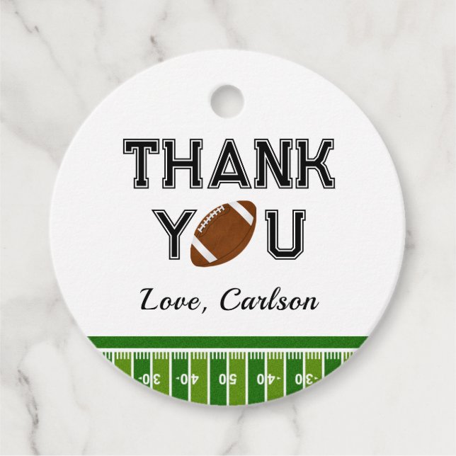 Fußball Geburtstagsparty Danke Geschenkanhänger (Vorderseite)