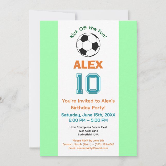Fußball-Geburtstagsparty Einladung (Vorderseite)