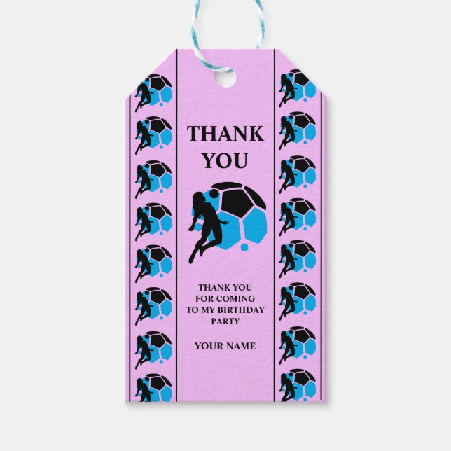 Fußball Geburtstagsparty, Football Girl Player Geschenkanhänger (Vorderseite)