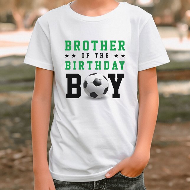 Fußball Geburtstagsparty Sibling Bruder T-Shirt (Green Black and White Soccer Football Birthday Party Sibling Brother T-Shirt)