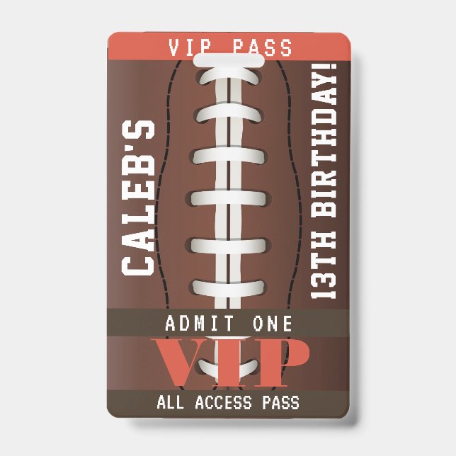Fußball Geburtstagsparty VIP Pass Abzeichen Ausweis (Vorderseite)