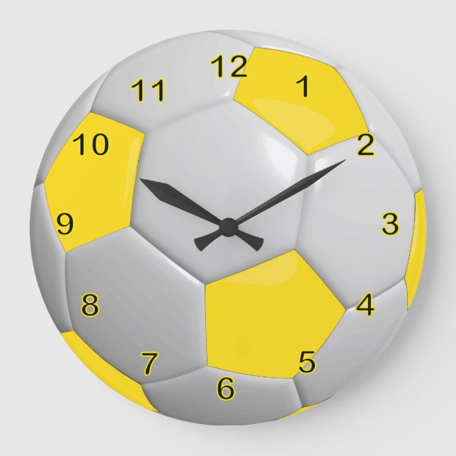 Fußball | Gelb Große Wanduhr (Vorderseite)