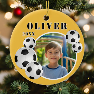 Fußball Gelb Sport Foto Keramik Ornament