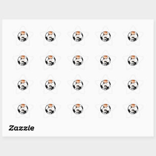 Fußball Girl 3 und Ball Black and White Stern-Aufkleber