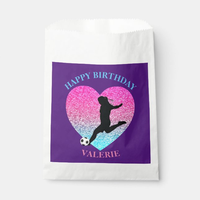 Fußball-Girl "Happy Birthday" - Herz Geschenktütchen (Vorderseite)