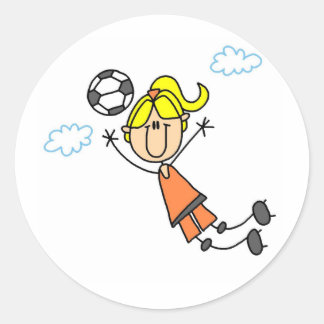 Fußball-Girl legt Sticker aus