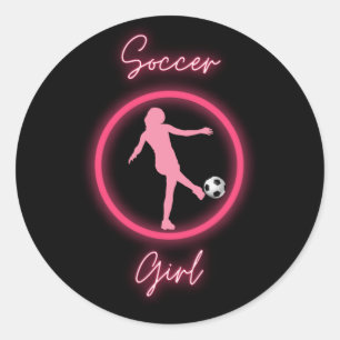 Fußball-Girl rosa Glow Runder Aufkleber