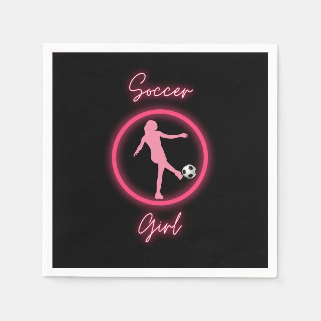 Fußball-Girl rosa Glow Serviette (Vorderseite)