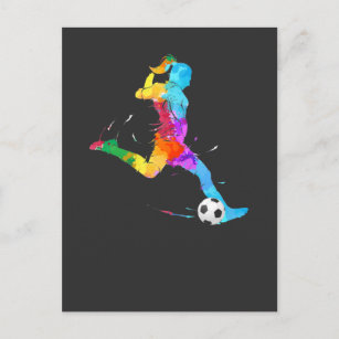 Fußball-Girl-Spieler Bunte Fußballkunst Postkarte
