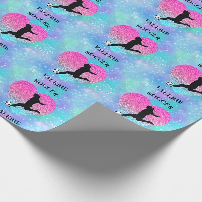Fußball-Girls Herz Wintergeist Geschenkpapier (Ecke)
