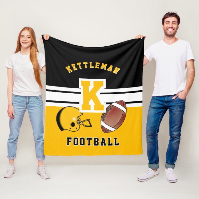 Fußball 🏈 Goldener Gelber Sportbrief Fleecedecke (Beispiel)