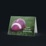 Fußball Grandson Birthday Karte<br><div class="desc">Nahes Foto eines Fußballspiels im Gras mit dem "Glücklichen Geburtstagsgrandson" unten rechts.</div>