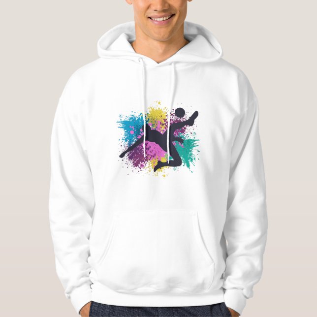 Fußball-Graustufen Hoodie (Vorderseite)