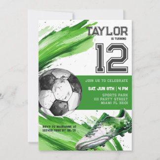 Fußball Green Sports Boy Jersey Teen Geburtstagspa Einladung