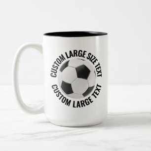 Fußball & Großer Text SCHWARZ 15oz Custom Zweifarbige Tasse