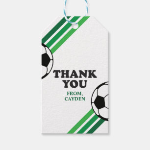 Fußball Grün gestreifte Geburtstagsgeschenkanhänge Geschenkanhänger