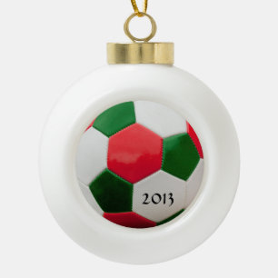 Fußball Grün und Rot Keramik Kugel-Ornament