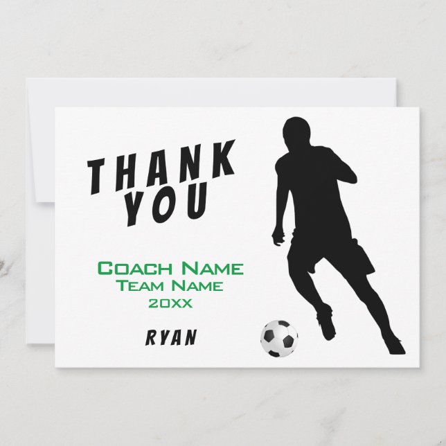 Fußball Grün Vielen Dank Coach Card Dankeskarte (Vorderseite)