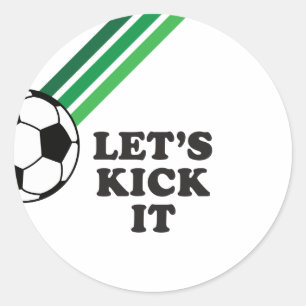 Fußball Grüne Streifen Lass uns kicken Geburtstag Runder Aufkleber