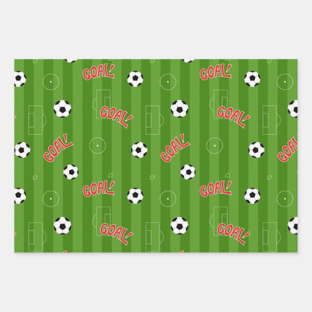 Fußball Grüner Sportplatz Geschenkpapier Set (Vorderseite)