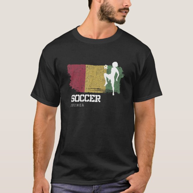 Fußball Guinea Flag Fußball Frauen Fußball-Girls T-Shirt (Vorderseite)