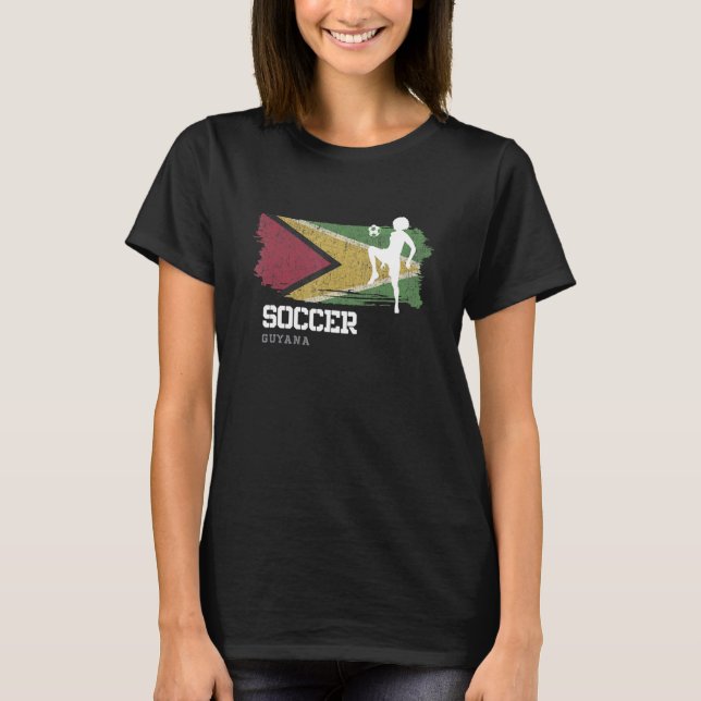 Fußball-Guyana-Flagge Fußball Frauen Fußball-Mädch T-Shirt (Vorderseite)