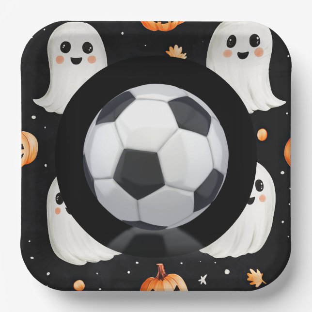 Fußball Halloween Thema mit Ball Pappteller (Vorderseite)