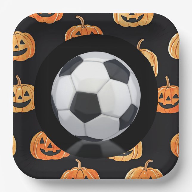 Fußball Halloween Thema mit Ball Pappteller (Vorderseite)