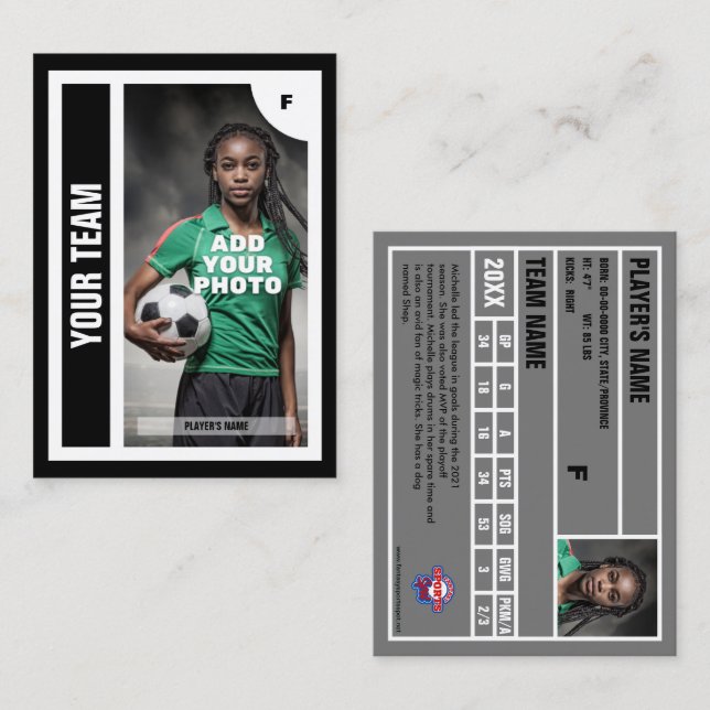 Fußball-Handelskarte (schwarz) - Hinzufügen von St Telefonnummerkarte (Vorne/Hinten)