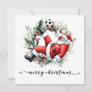 Fußball Happy Holidays Santa spielt Fußball Feiertagskarte