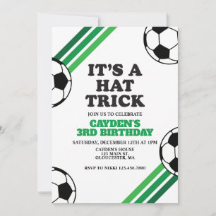 Fußball-Hattrick-grüne-Streifen 3. Geburtstag Einladung