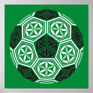 Fußball heilige Geometrie grün Poster
