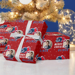 Fußball Helm Cartoon Foto Frohe Weihnachten Geschenkpapier