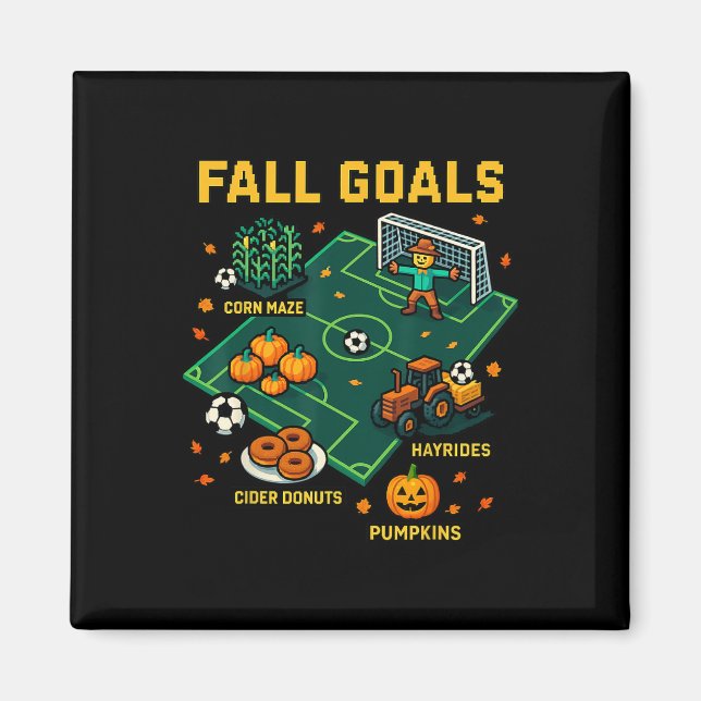 Fußball Herbst Tore Spaß Kinder Herbst Pixel Video Magnet (Vorne)